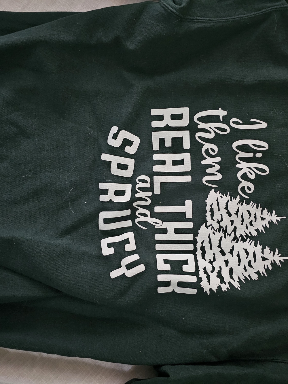 Port and Company Dark Green Graphic Sweatshirt with White Tree Text